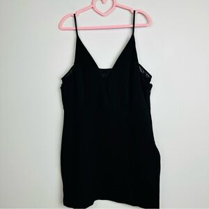 Express Sheath Mini Dress V Neck Spaghetti Straps Lined Zip Up Black Women Sz XL